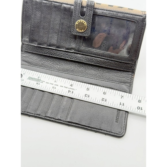 Michael Kors Monogram Wallet Brown Black Canvas Leather Snap Closure - Picture 6 of 9